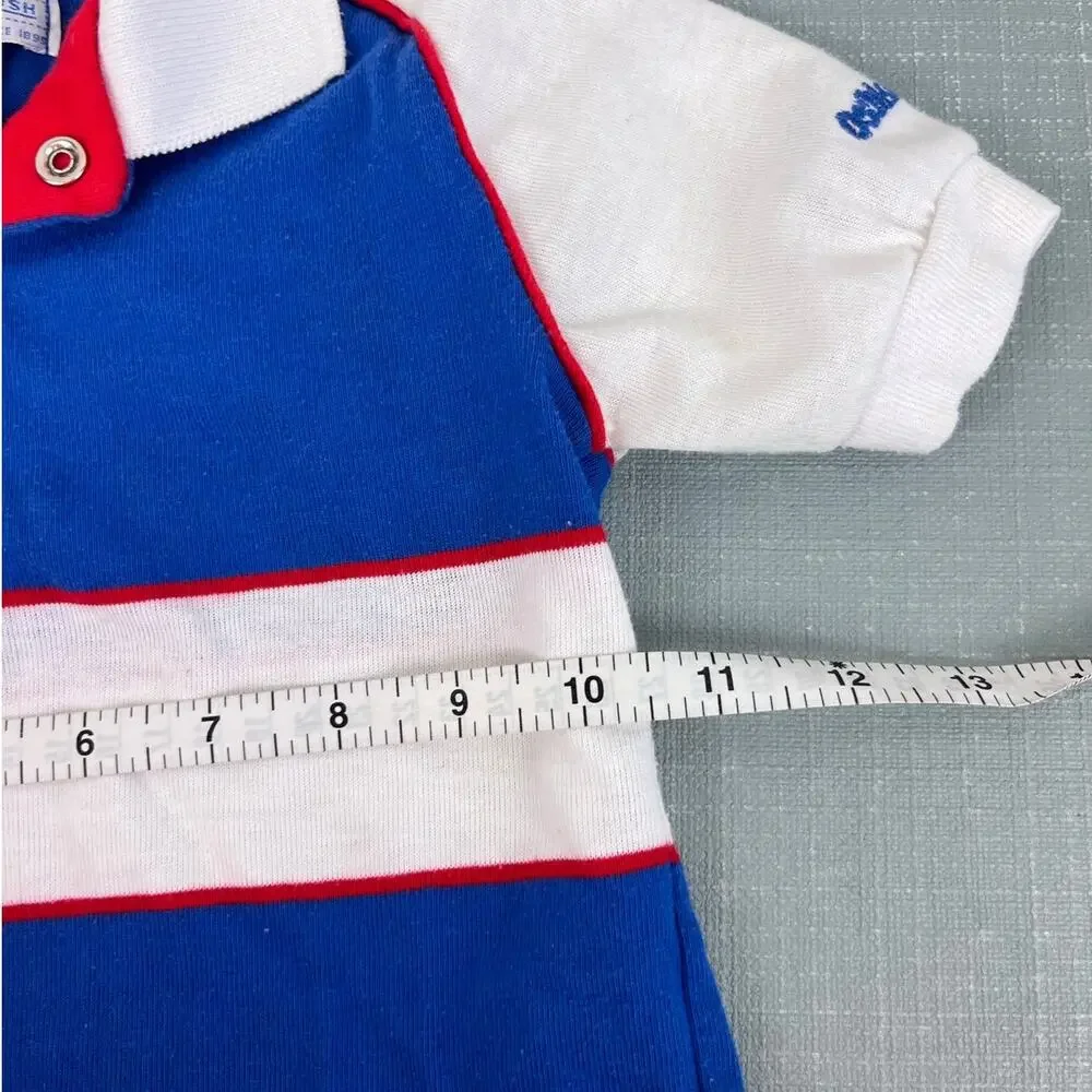 Vintage OshKosh B'gosh Blue White Striped Polo Shirt 6 USA